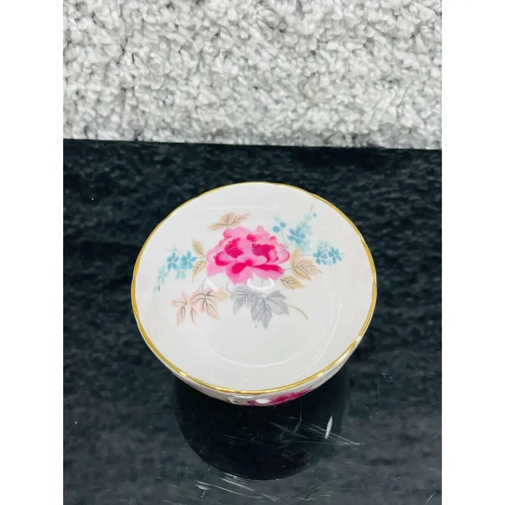 Aynsley England Bone China White Floral Footed Mini Bowl Gold Rim 3